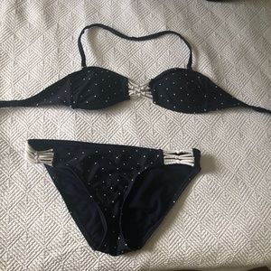 Xhilaration Blue and White Stars Bikini Medium